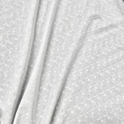 Broderie Anglaise | Embroidered Cotton | White - Hollies Haberdashery UK