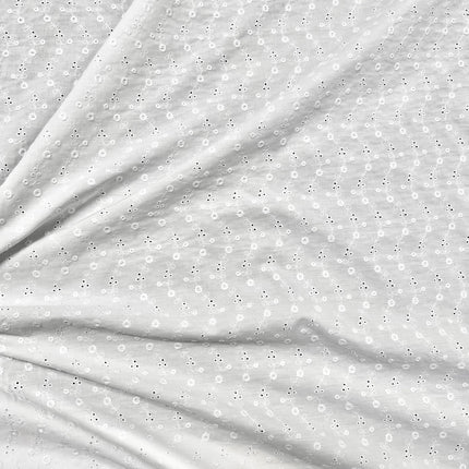 Broderie Anglaise | Embroidered Cotton | White - Hollies Haberdashery UK