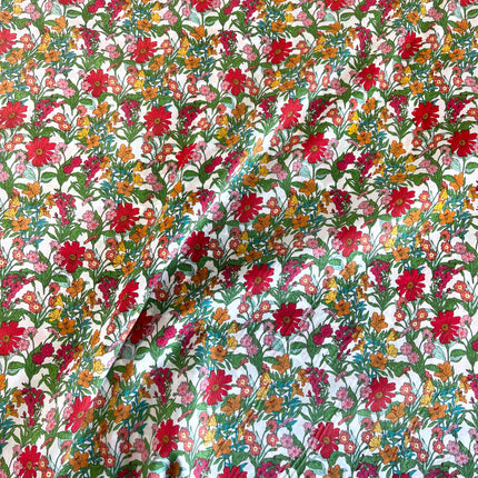 Cornflower Cotton Lawn - Red - Hollies Haberdashery UK
