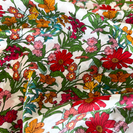Cornflower Cotton Lawn - Red - Hollies Haberdashery UK