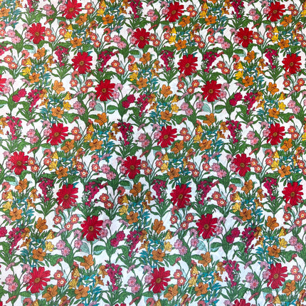 Cornflower Cotton Lawn - Red - Hollies Haberdashery UK