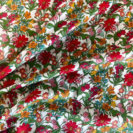 Cornflower Cotton Lawn - Red - Hollies Haberdashery UK