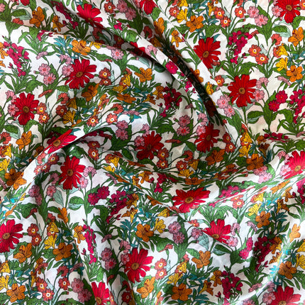 Cornflower Cotton Lawn - Red - Hollies Haberdashery UK