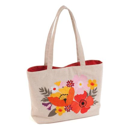 Craft Bag Shoulder Tote | Hobby Gift | Embroidered Wildflowers - HGTBME\614