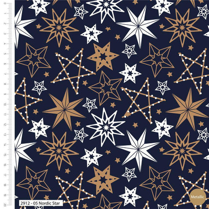 Craft Cotton Co - Starry Night - Nordic Stars Metallic -