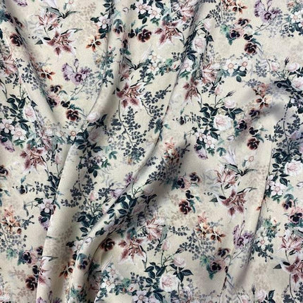 Cream Flora Sateen -