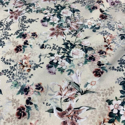 Cream Flora Sateen -