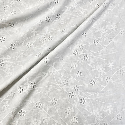 Daisy | Embroidered Cotton | White - Hollies Haberdashery UK