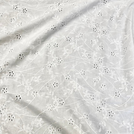 Daisy | Embroidered Cotton | White - Hollies Haberdashery UK