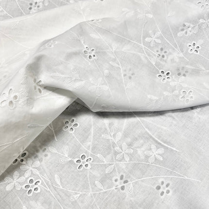 Daisy | Embroidered Cotton | White - Hollies Haberdashery UK