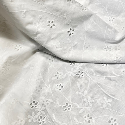 Daisy | Embroidered Cotton | White - Hollies Haberdashery UK