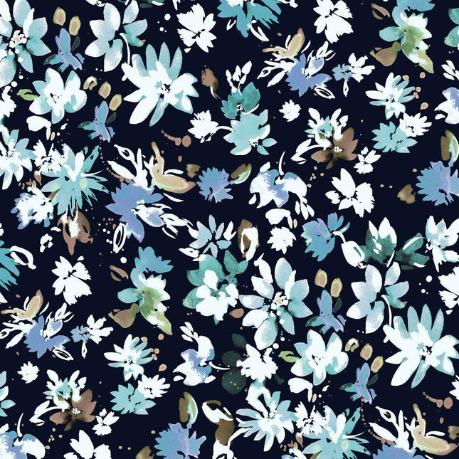 Dashwood Studios - Ace Cotton Lawn - Flourish Floral Spray - Navy -