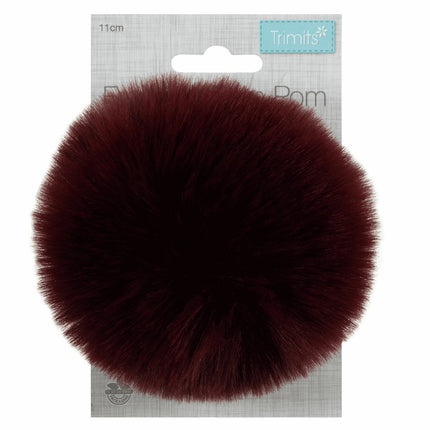 Faux Fur Pom Pom - Large 12cm - Burgundy - TTPOM12\BURG