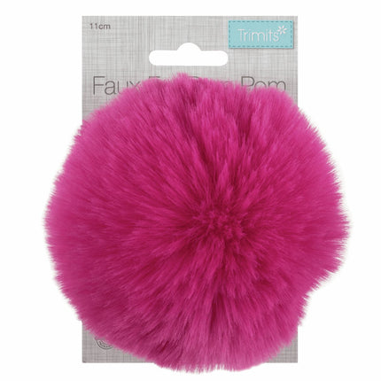 Faux Fur Pom Pom - Large 12cm - Cerise - TTPOM12\CER