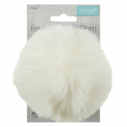 Faux Fur Pom Pom - Large 12cm - Cream - TTPOM12\CRM