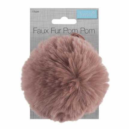 Faux Fur Pom Pom - Large 12cm - Pink - TTPOM12\PINK