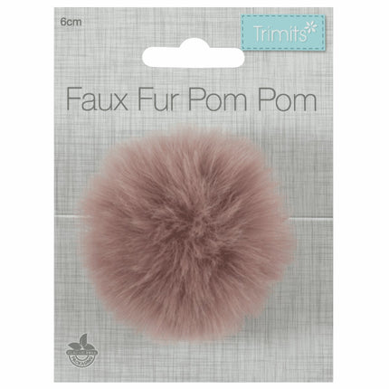 Faux Fur Pom Pom - Medium 6cm - Pink - TTPOM06\PINK