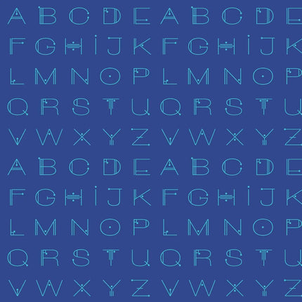 Giucy Giuce Fabric | Scrawl | Deco Letters | Electric Blue - 1217B