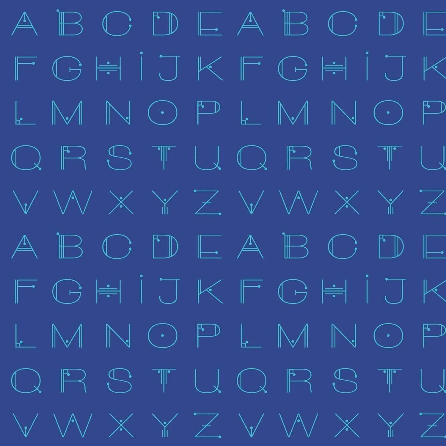 Scrawl Deco Letters Electric Blue - Giucy Giuce - PER QUARTER METRE Scrawl Deco Letters Electric Blue - Giucy Giuce - PER QUARTER METRE