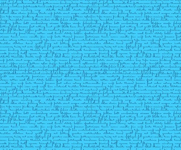 Scrawl Quilty Words Blue Howlite - Giucy - Giuce - PER QUARTER METRE