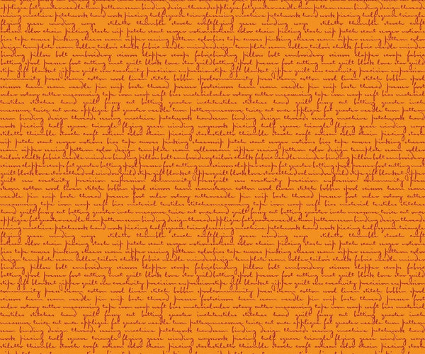 Scrawl Quilty Words Tangerine - Giucy Giuce - PER QUARTER METRE
