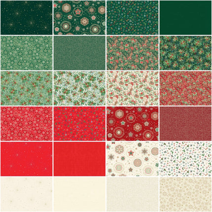 Makower Good Tidings | Lot de 24 coupons de tissu « Fat Quarter » spécial Noël