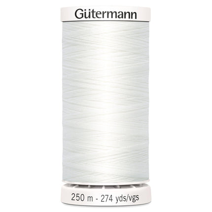 Gutermann 250m Sew-all Thread - White - 2T250/WHT