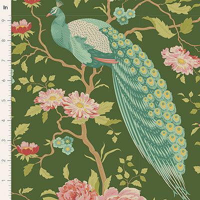 H328 | Tilda Chic Escape - Peacock Tree - Green (1.11mtr end of bolt) -