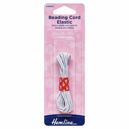Hemline Beading Cord Elastic - 1.3mm - White - H605.WH