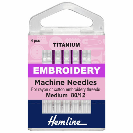 Hemline Embroidery Titanium Machine Needles - Medium - 80/12 - H108.T