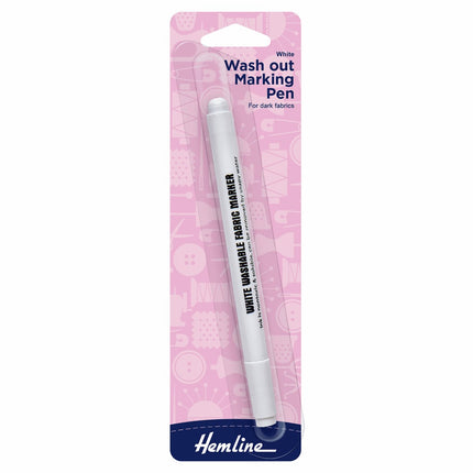Hemline Fabric Marker Pen: Water Soluble: White - H290