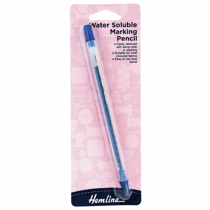 Hemline Fabric Marker Pencil: Water-Soluble: 3mm: Blue * - H292.BLU