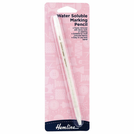Hemline Fabric Marker Pencil: Water-Soluble: 3mm: White - H292.WHT