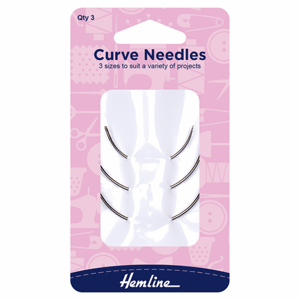 Hemline Hand Sewing Needles: Curved Set: 3 Pieces - H218