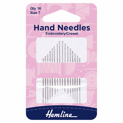 Hemline Hand Sewing Needles: Embroidery/Crewel: Size 7 - H200.7