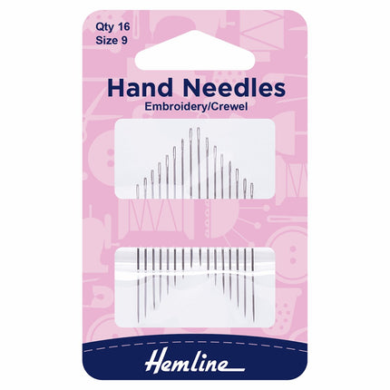 Hemline Hand Sewing Needles: Embroidery/Crewel: Size 9 - H200.9