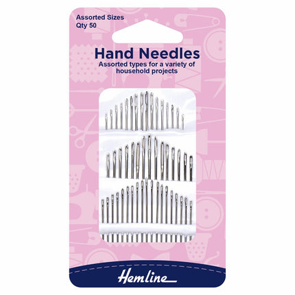 Hemline Hand Sewing Needles: Household Assorted: 50 Pieces - H210.50