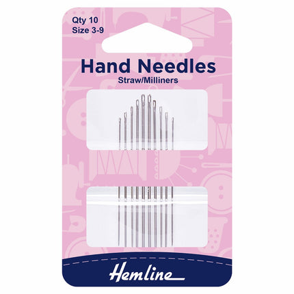 Hemline Hand Sewing Needles: Straw/Milliner: Size 3-9 - H207.39