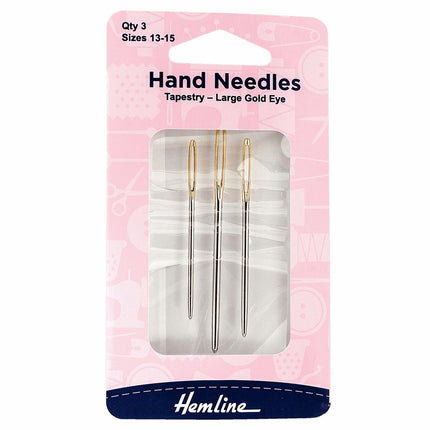 Hemline Hand Sewing Needles: Tapestry: Large Gold Eye: Size 13-15 - H203.1315