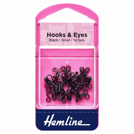 Hemline Hooks and Eyes: Black - Size 1 - H401.1