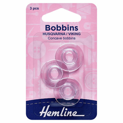 Hemline Plastic Bobbin: Husqvarna/Viking (Concave) - H120.20