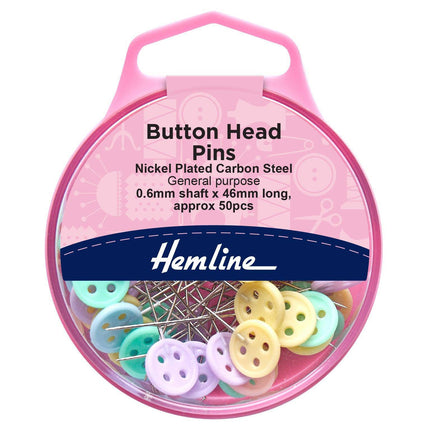 Hemline Sewing Pins - Button Head - 46mm long (50 pack) - H720
