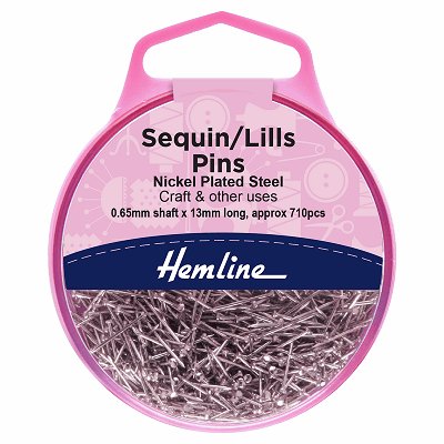 Hemline Sewing Pins - Nickel Sequin / Bead / Lills - 13mm Long (710 pack) - H708