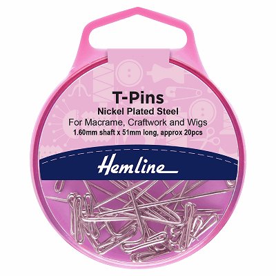 Hemline Sewing Pins - Nickel T Pins - 51mm Long (20 pack) - H709