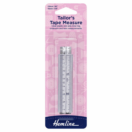 Hemline Tape Measure: Tailors Tape: Plastic End - H259