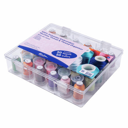 Hemline Thread Box and Storage Organiser: Filled: Polyester Machine Embroidery Thread - M3101.F1