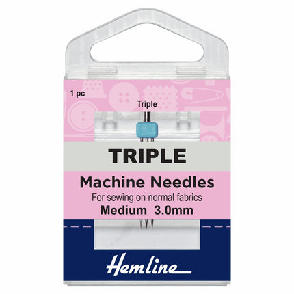 Hemline Triple Universal Machine Needles - Medium - 80/12 - 3.00mm - H117.30