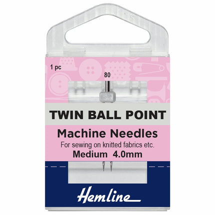 Hemline Twin Ball Point Machine Needles - Medium - 80 - 4.00mm - H111.40
