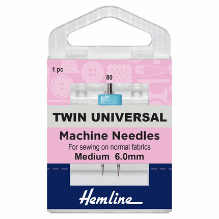 Hemline Twin Universal Machine Needles - Medium - 100 - 6.00mm - H110.60