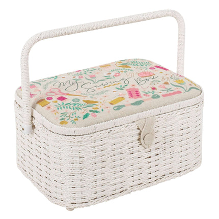 Hobby Gift | Embroidered Oval Medium Wicker Sewing Basket | My Sewing - MRLOE\677